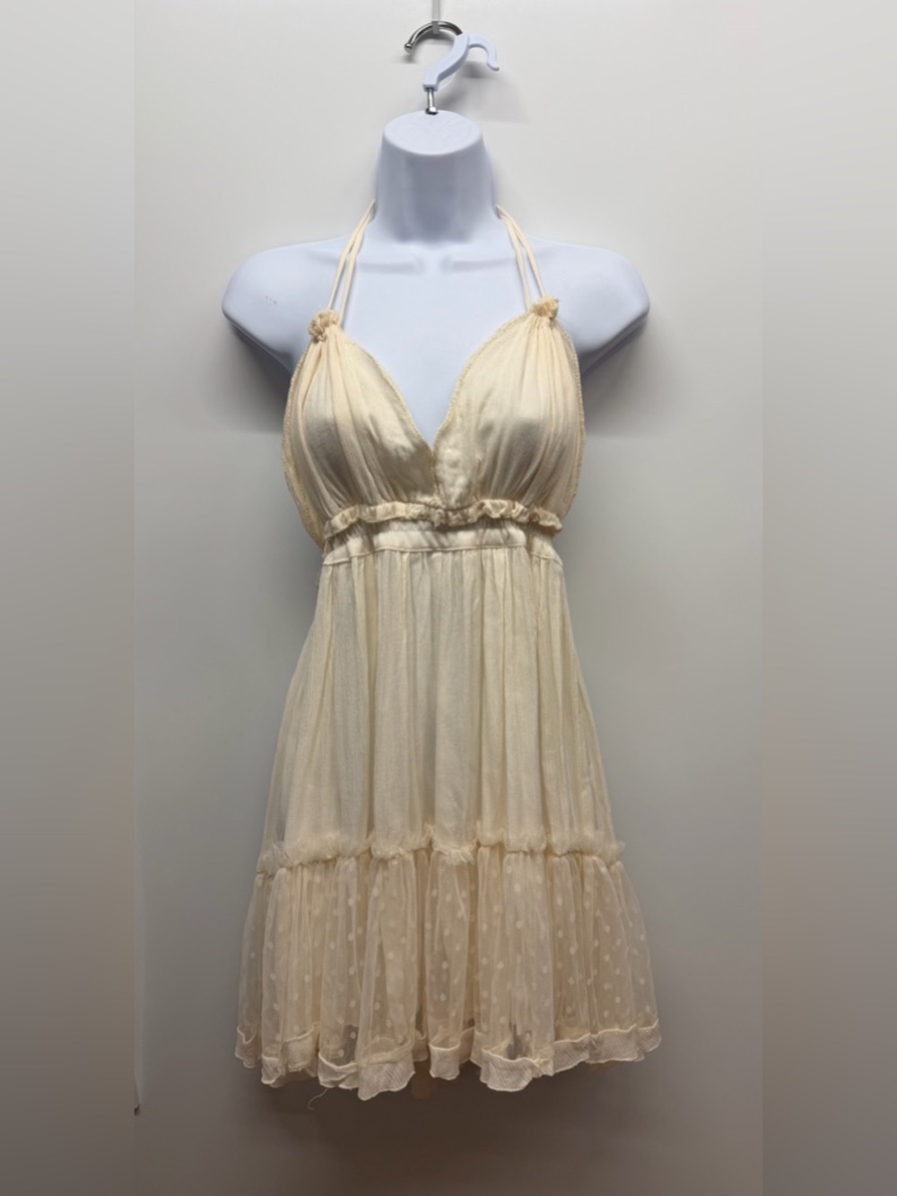 Cream Halter Tiered Maxi Dress